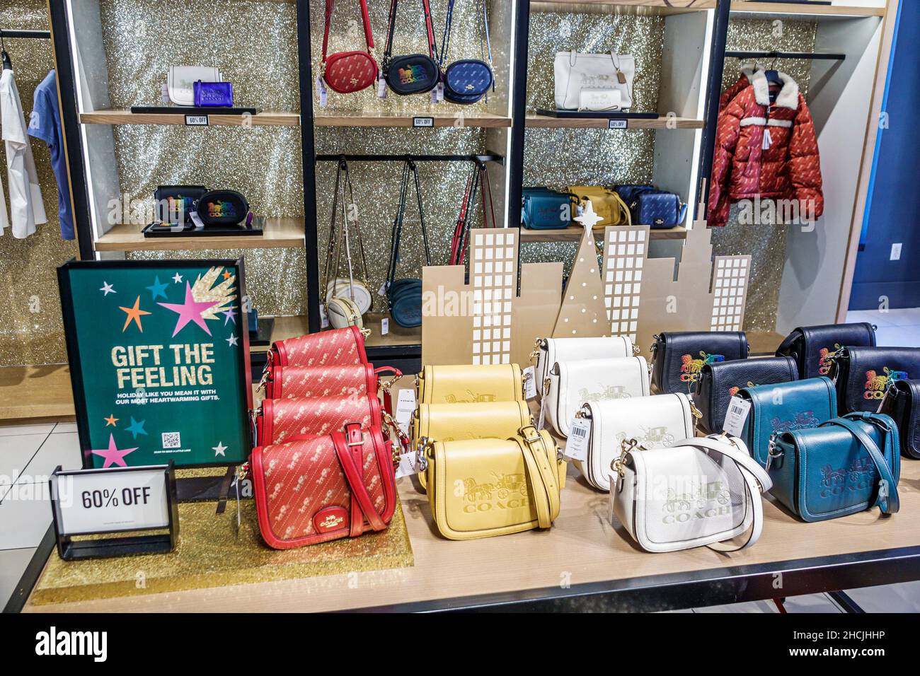 Interieur Anzeige der Coach Outlet Store Florida USA Stockfotografie Alamy