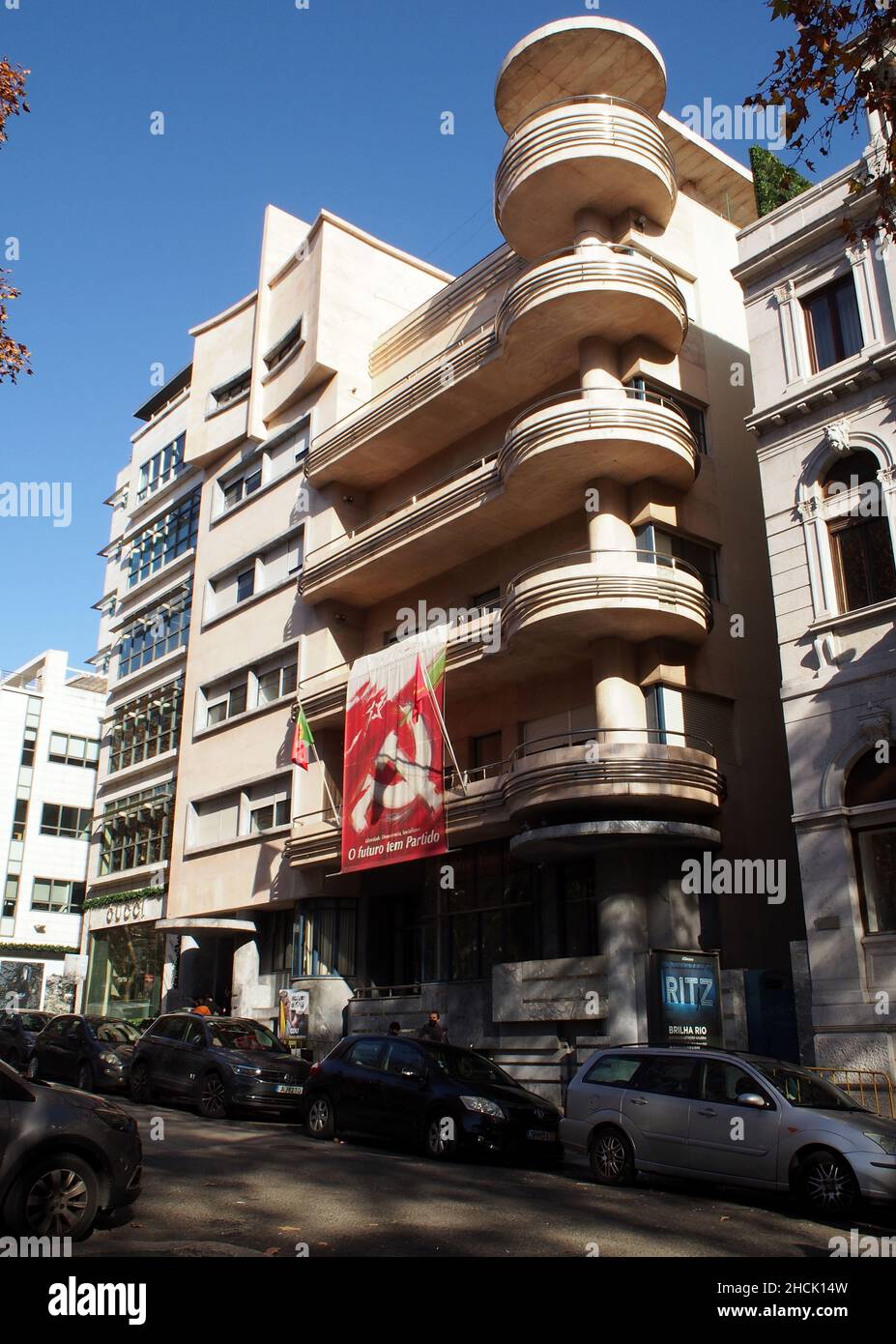 Hauptquartier der Kommunistischen Partei Portugals, PCP, ehemaliges Hotel Vitoria in der Ave da Liberdade, Lissabon, Portugal Stockfoto