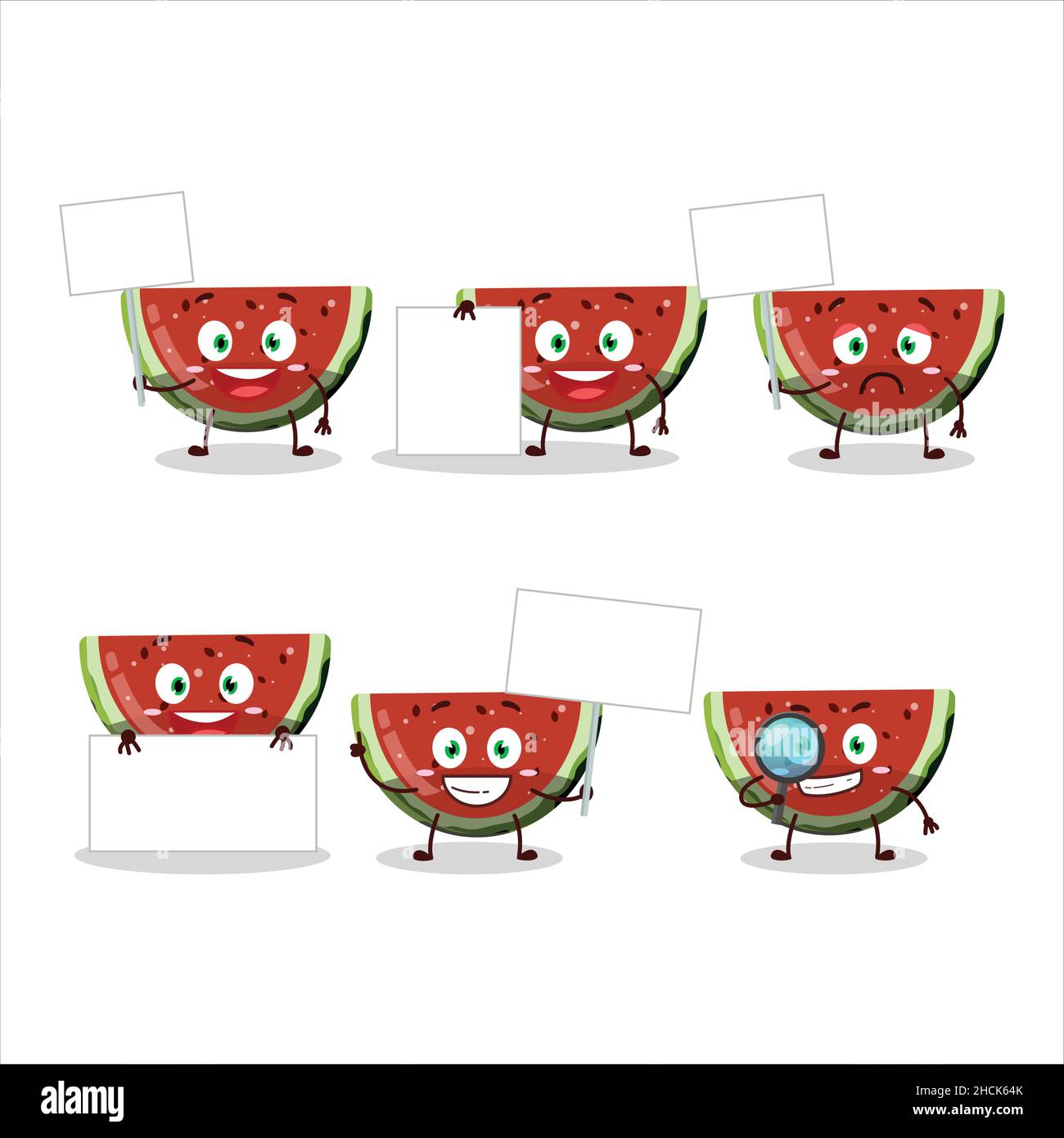 Wassermelone Gummy Süßigkeiten Cartoon Charakter bringen Informationstafel. Vektorgrafik Stock Vektor