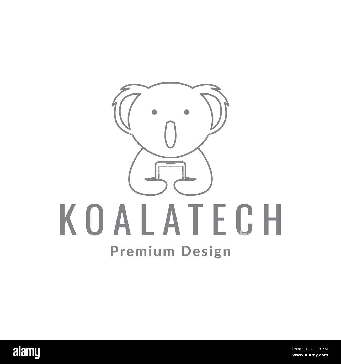 koala mit Smartphones Logo Design Vektor Grafik Symbol Symbol Zeichen Illustration kreative Idee Stock Vektor