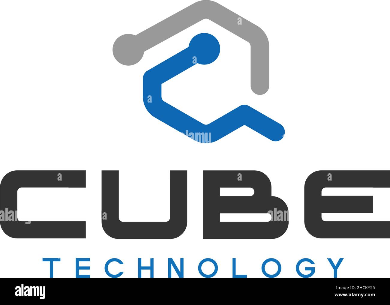 Minimalistisches Logo mit einfacher CUBE-TECHNOLOGIE Stock Vektor