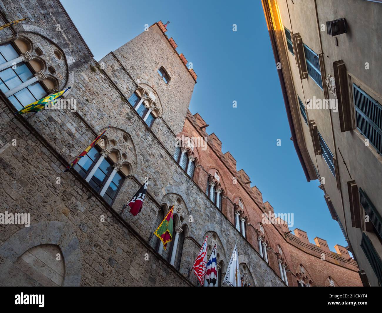 Palazzo Chigi-Saracini ein gotischer Stadtpalast in Siena, Toskana, Italien Stockfoto