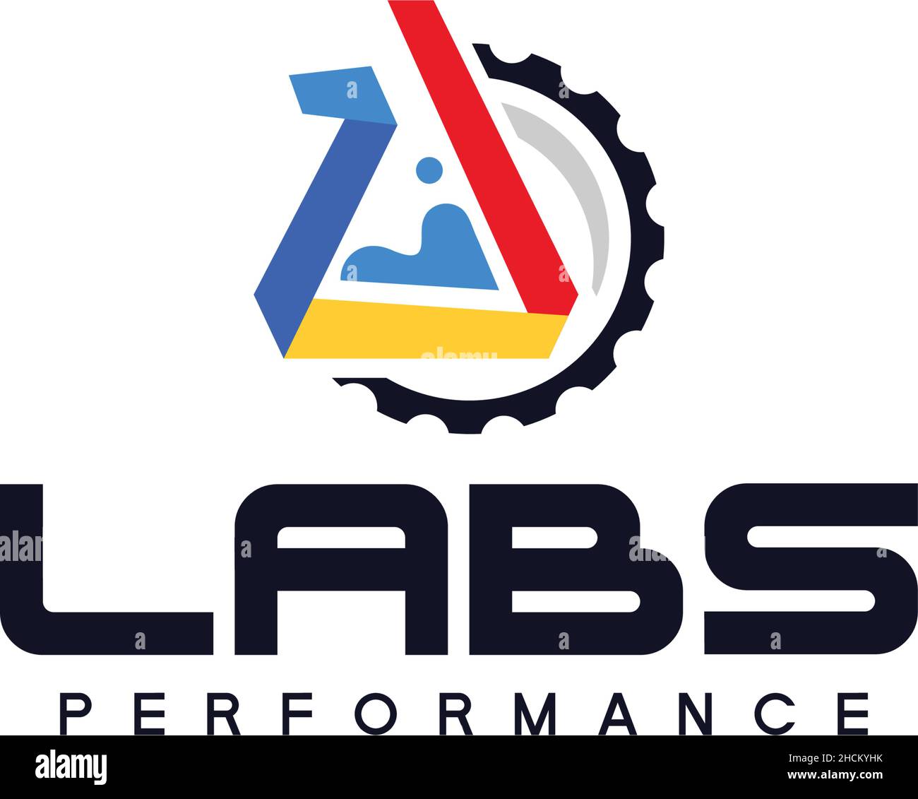 Modernes, farbenfrohes „LABS Performance Wave“-Logo-Design Stock Vektor