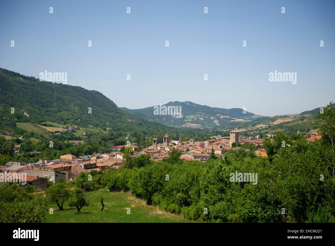 Europa, Italien, Lombardei, Pavia, Varzi, Ein mittelalterliches Dorf und Ort der Produktion von renommierten Wurstwaren Stockfoto