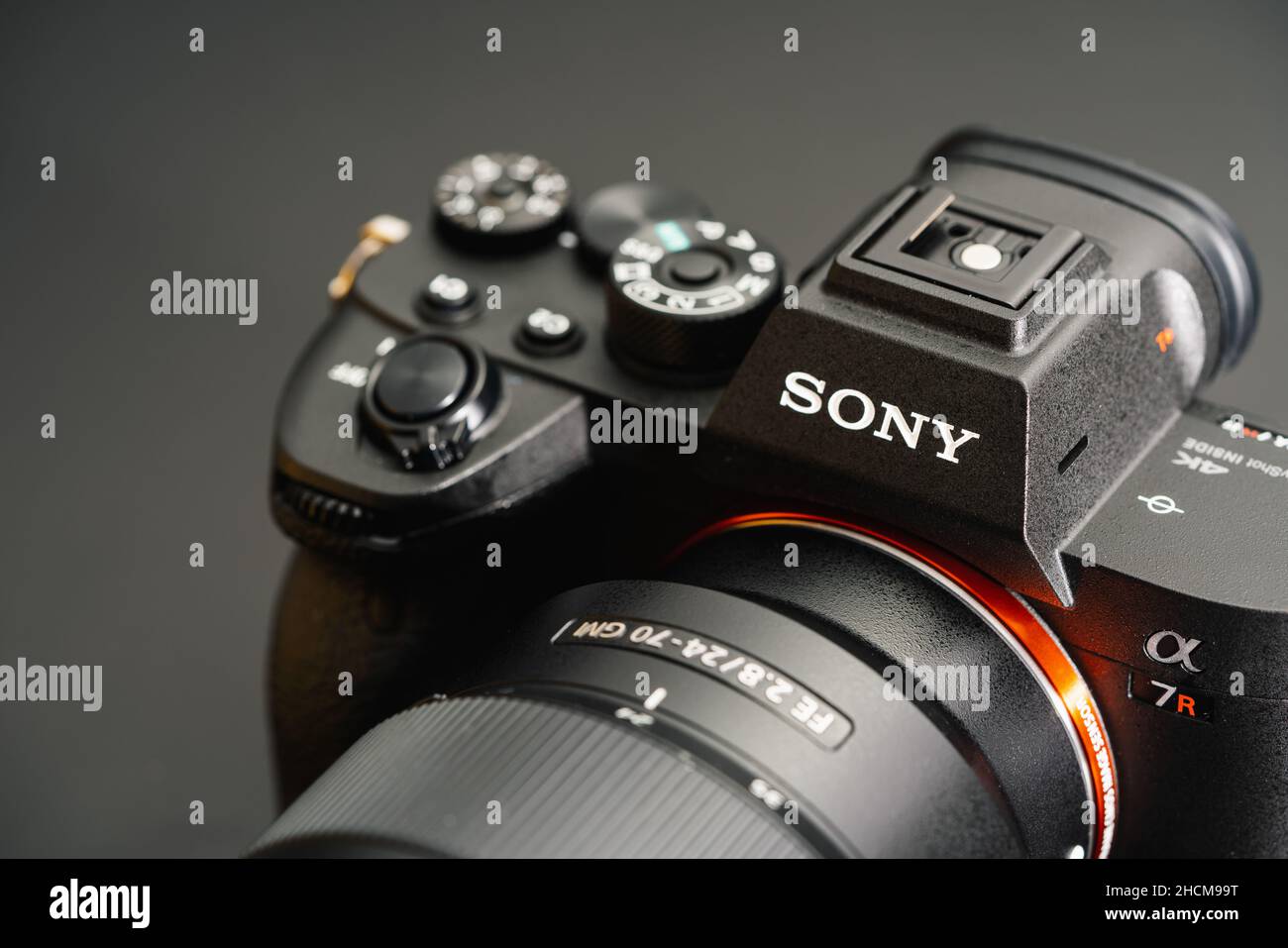 Die neue Sony Alpha 7R IV Mirrorless Digitalkamera mit 60-Megapixel-Vollformatsensor Stockfoto