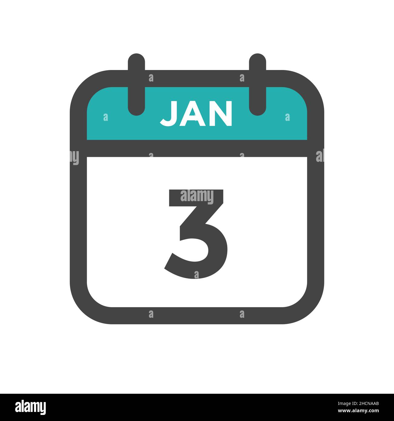 Januar 3 Kalendertag oder Kalenderdatum für Termin und Termin Stock Vektor