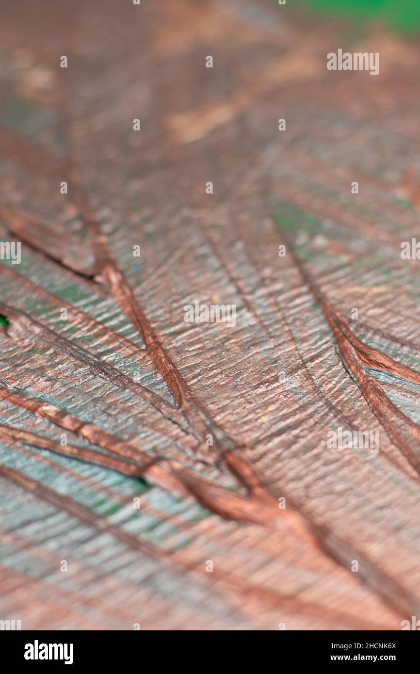 Dicke Schichten von strukturierter Farbe vor kurzem getrocknet Stockfoto