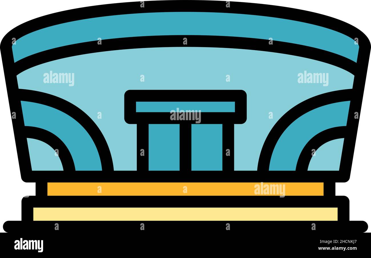 Symbol für die Schulhalle. Outline Schule Turnhalle Vektor Symbol Farbe flach isoliert Stock Vektor