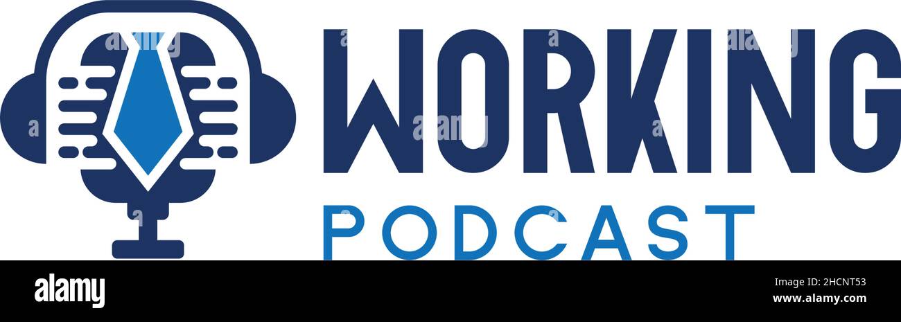 Modernes Design ARBEITEN PODCAST Stimme Logo-Design Stock Vektor