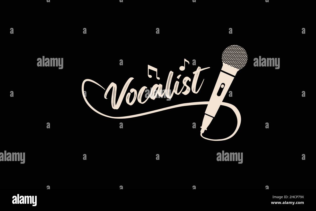 Vokalist mic Musik T-Shirt Monogramm Text Vektor Vorlage Stock Vektor