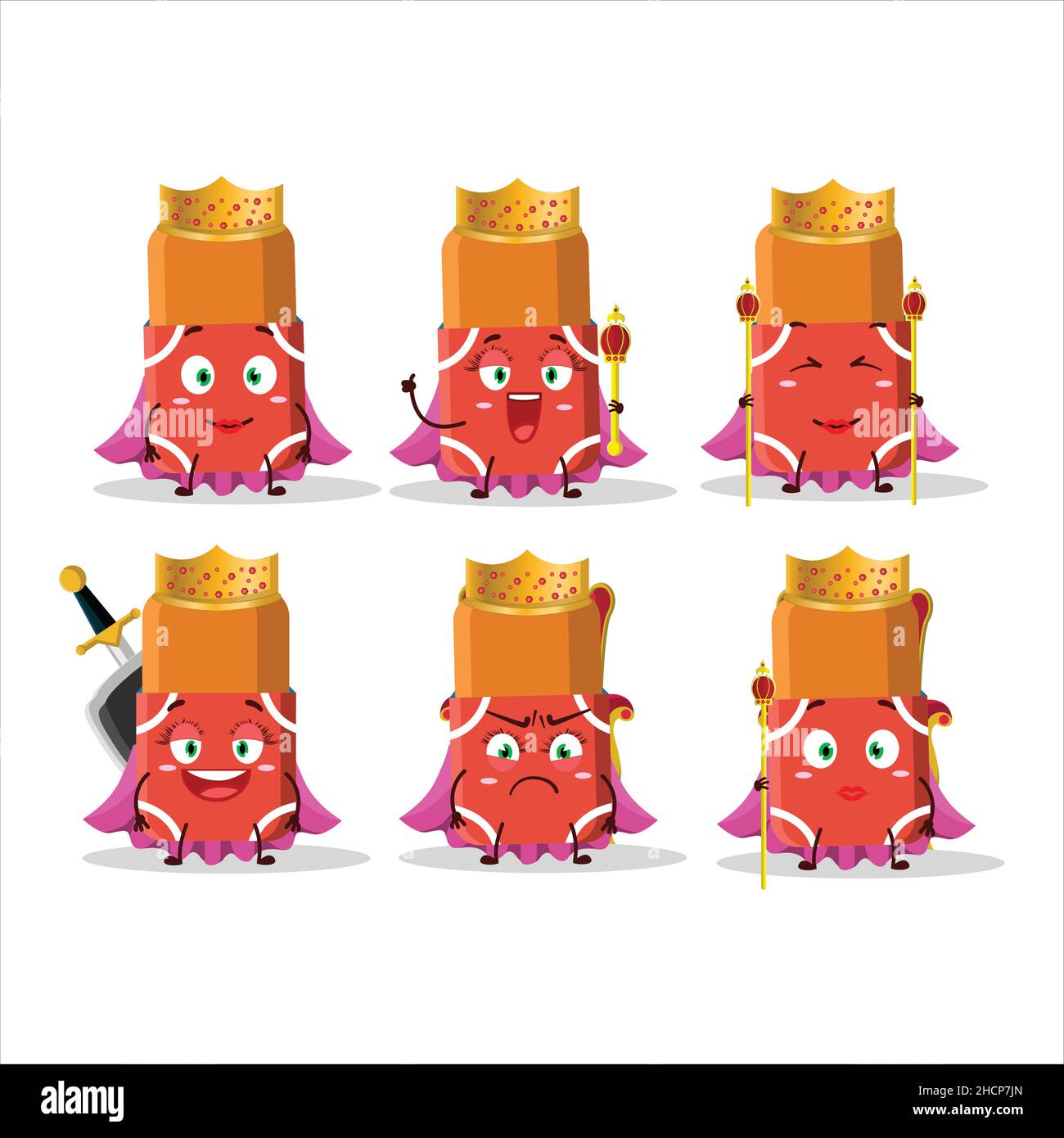 Queen und ihre magische Kleidung Cartoon von roten Radiergummi Stock Vektor