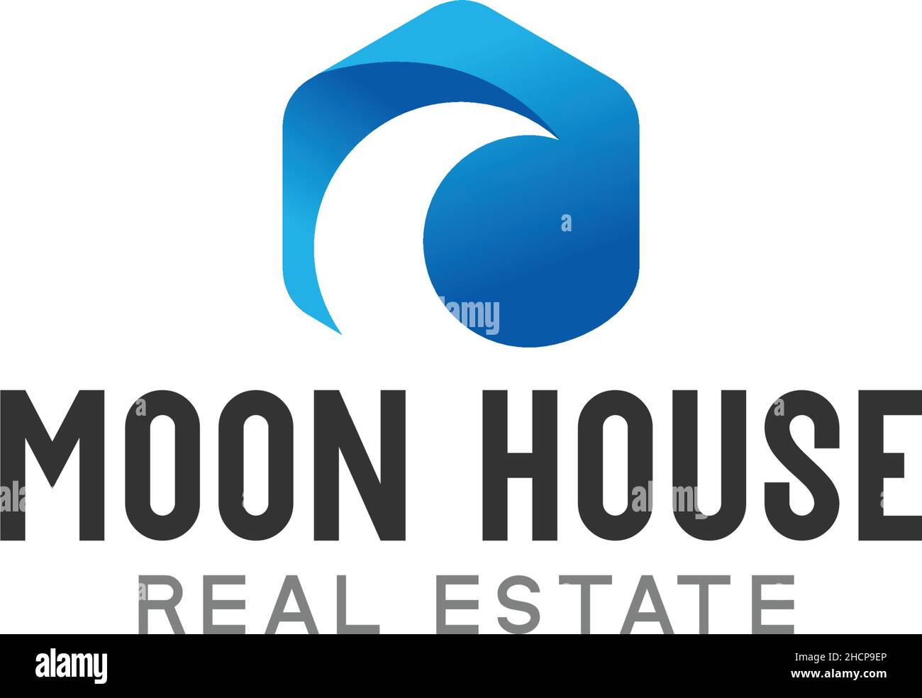 Modernes, einfaches MOON HOUSE-Logo-Design für Immobilien Stock Vektor
