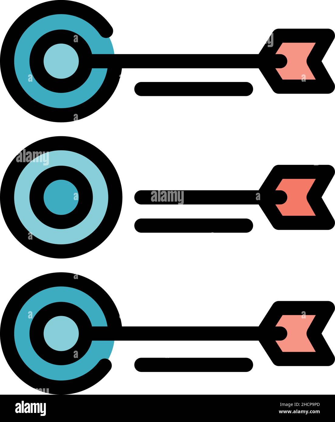 Symbol für Zielpunkte. Kontur Zielpunkte Vektor Symbol Farbe flach isoliert Stock Vektor