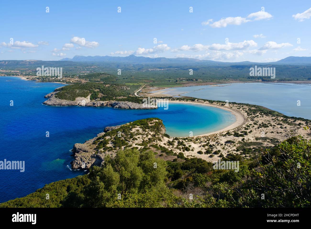 Der Strand von Voidokilia in Griechenland ist einer der besten Strände der Welt Stockfoto