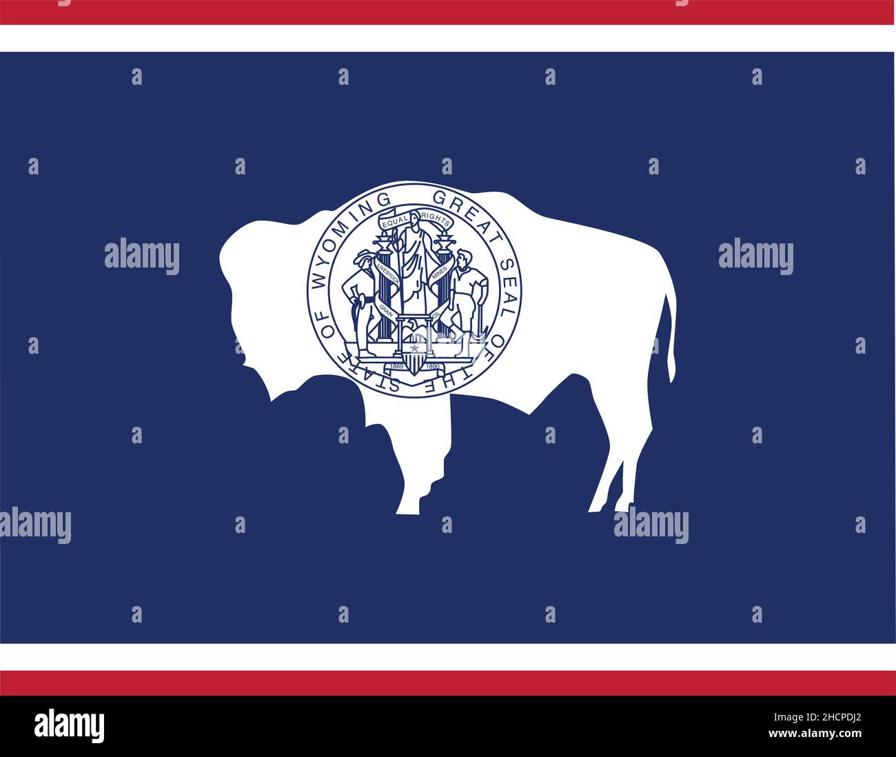 Einfache schwarze Vektor-Verwaltungskarte des Bundesstaates Wyoming, USA Stock Vektor