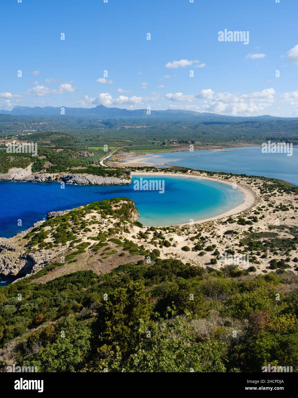 Der Strand von Voidokilia in Griechenland ist einer der besten Strände der Welt Stockfoto
