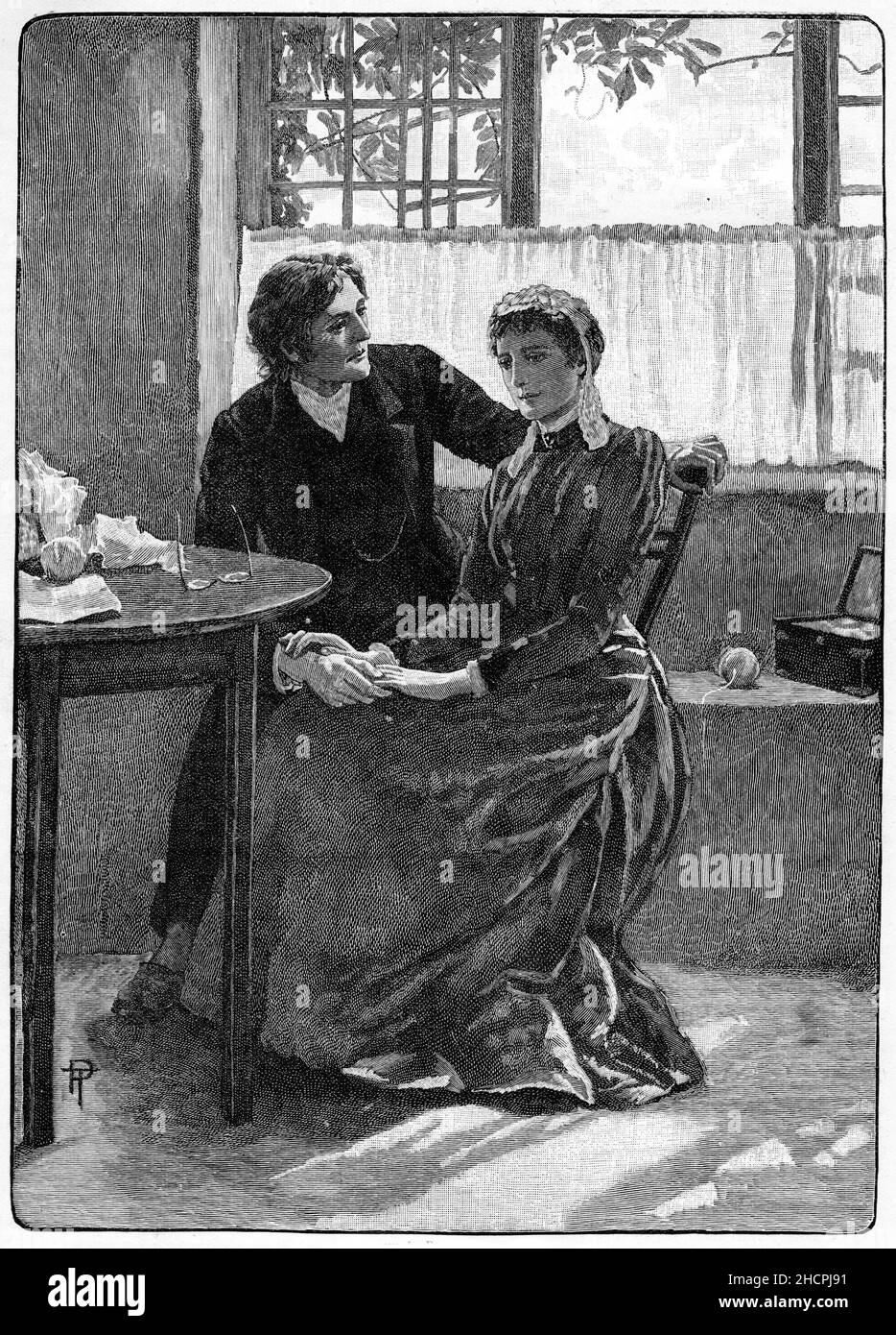 Stich eines älteren Ehepaares, veröffentlicht 1892 Stockfoto
