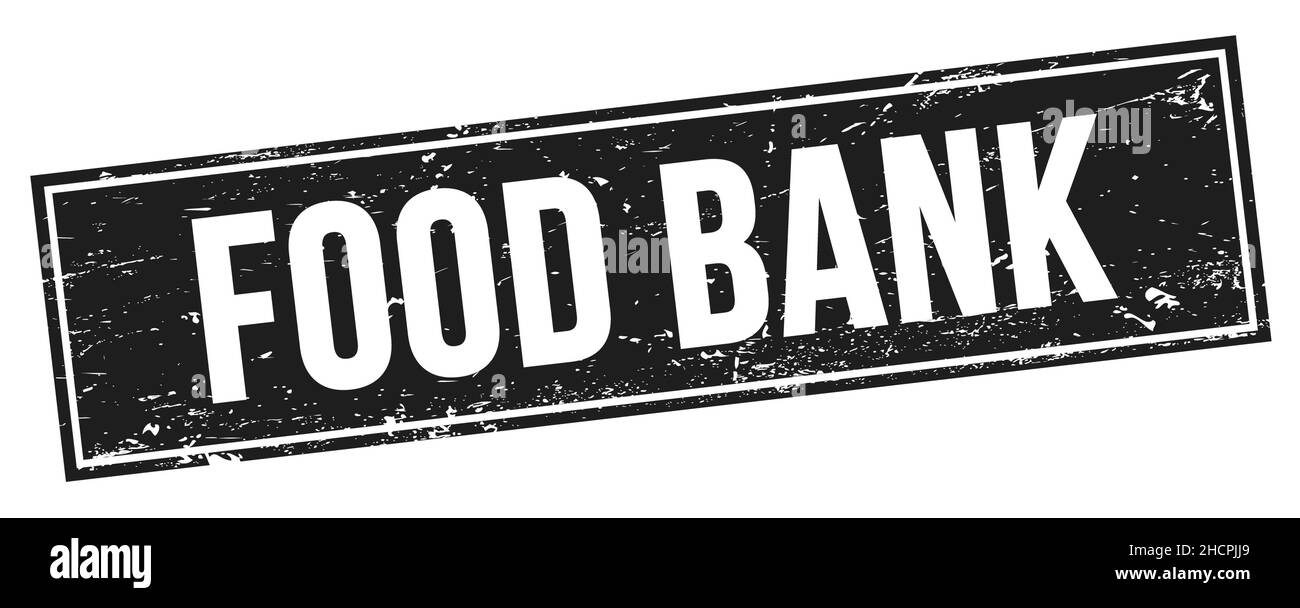FOOD BANK Text auf schwarzem grungy Rechteck Stempel Zeichen. Stockfoto