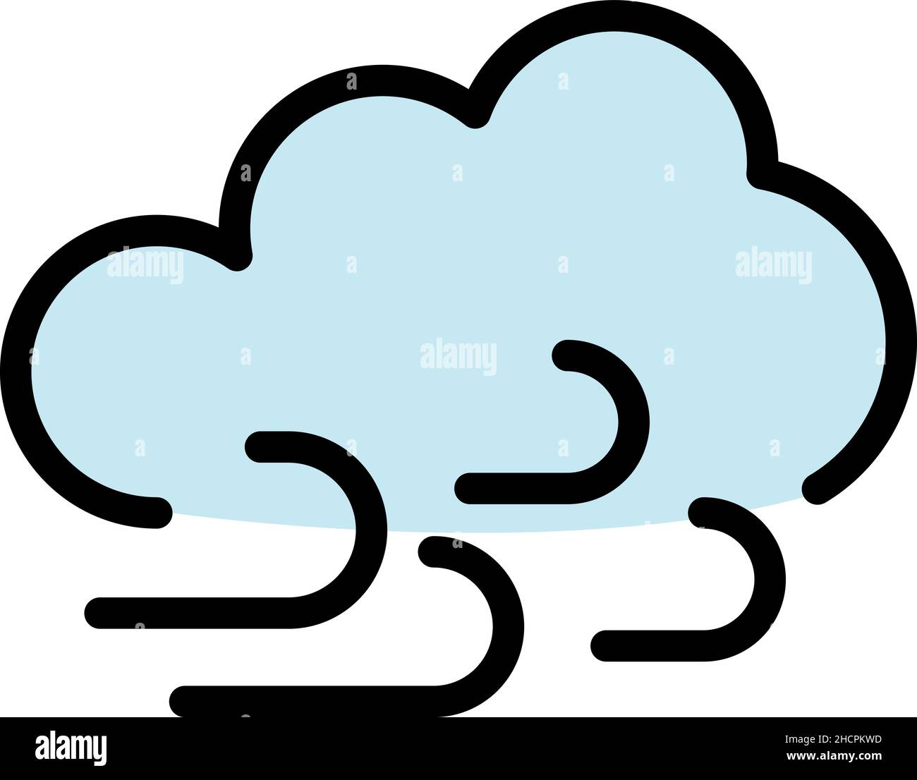 Symbol für Wolken und Wind. Kontur Wolke und Wind Vektor Symbol Farbe flach isoliert Stock Vektor