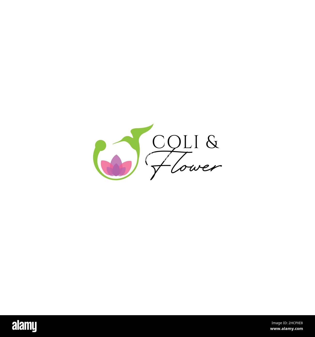 Modernes flaches farbenfrohes COLI- und BLUMEN-Logo-Design Stock Vektor
