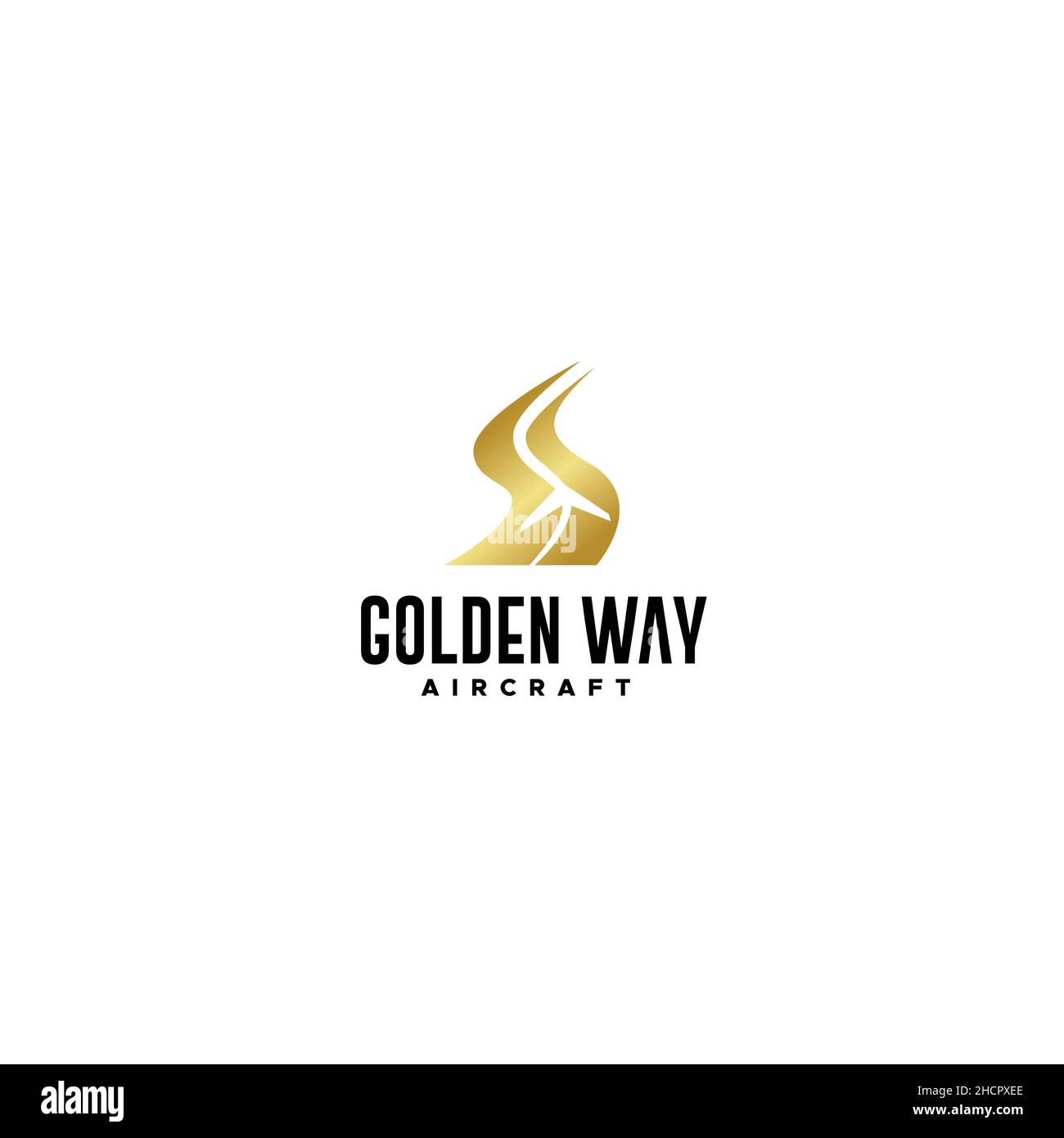Modernes Design GOLDEN WAY FLUGZEUG Logo Design Stock Vektor