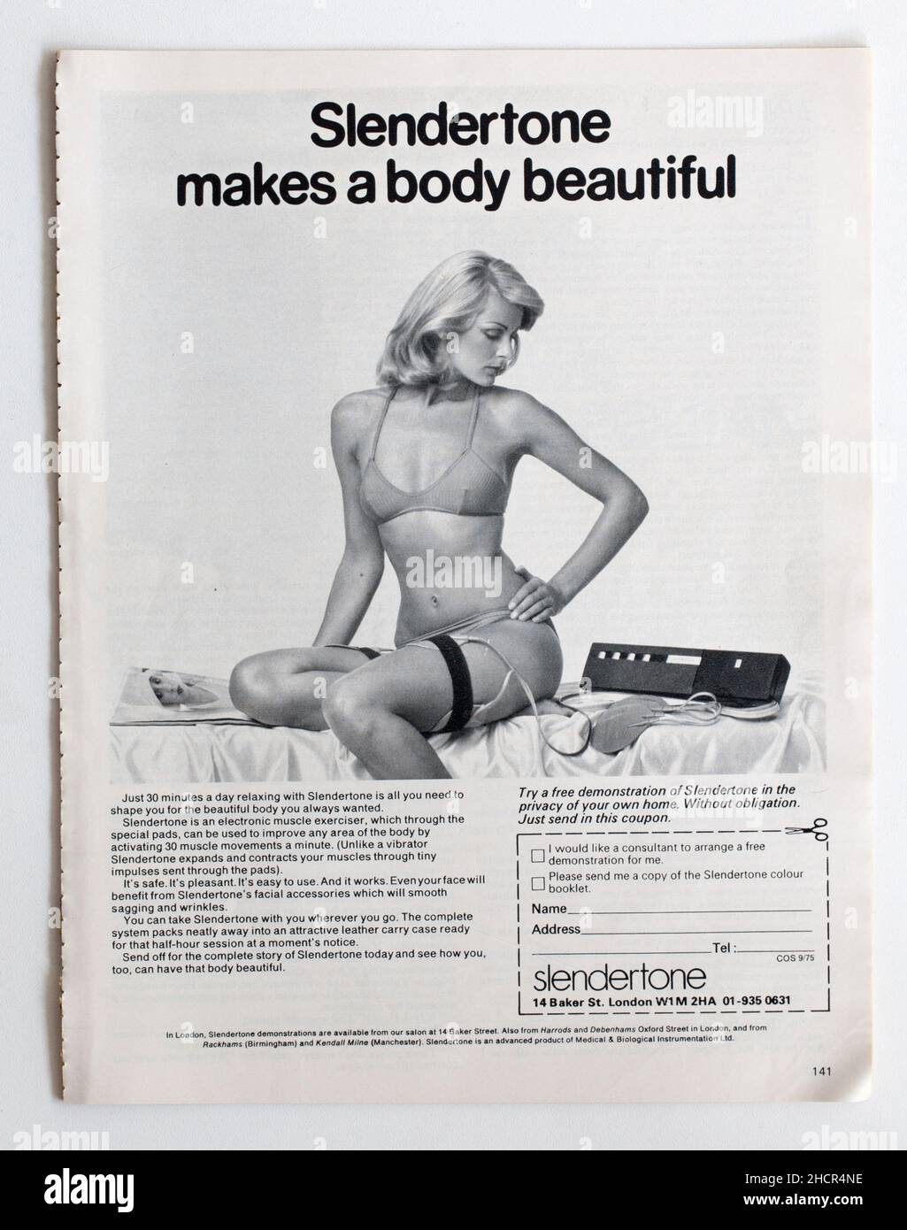 Werbeseite der Ausgabe 1970s des Cosmopolitan Magazine Stockfoto