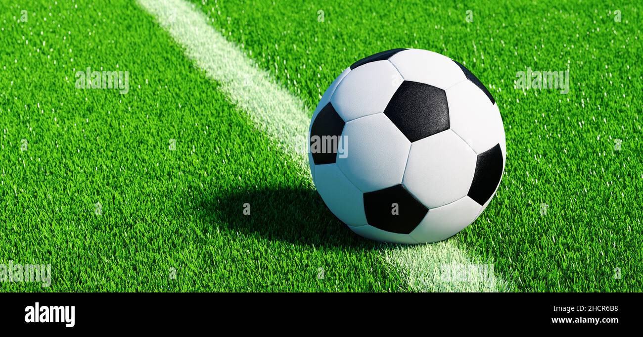 Fußball auf dem Spielfeld auf der Mittellinie auf Kunstrasen, EM 2020 Stockfoto