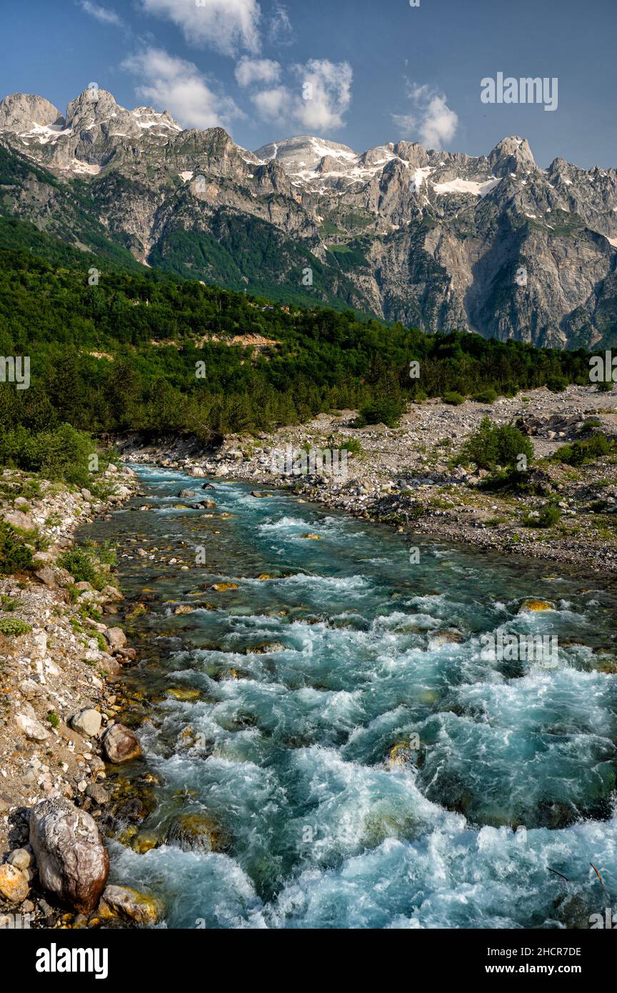 Theth-Nationalpark. Albanien. Eines der schönsten Reiseziele in Europa. Stockfoto