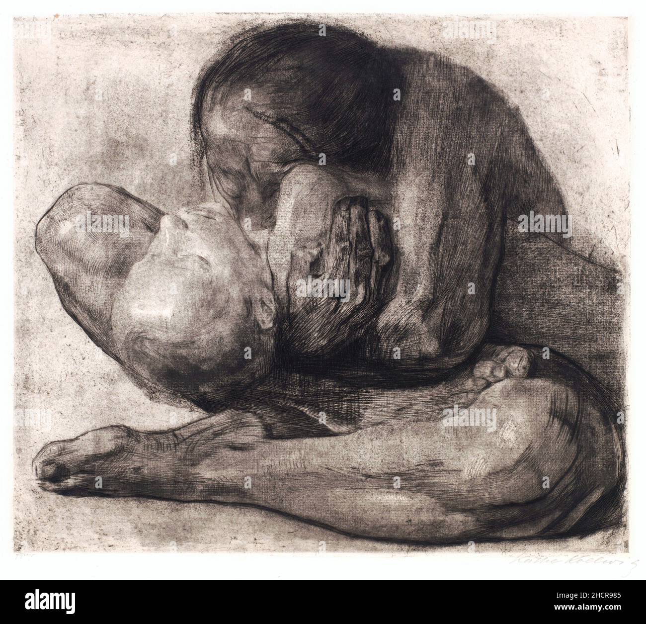 Mutter mit einem toten Kind der deutschen Künstlerin Käthe Kollwitz (1867-1945), Radierung, 1903 Stockfoto