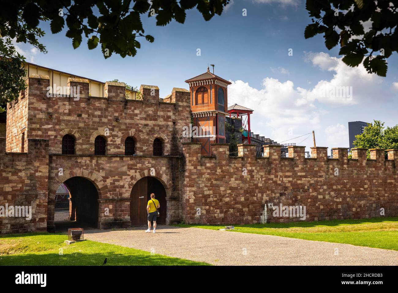 Großbritannien, England, Manchester, Castlefield, rekonstruierte Mauern des römischen Fort Mamucium Stockfoto