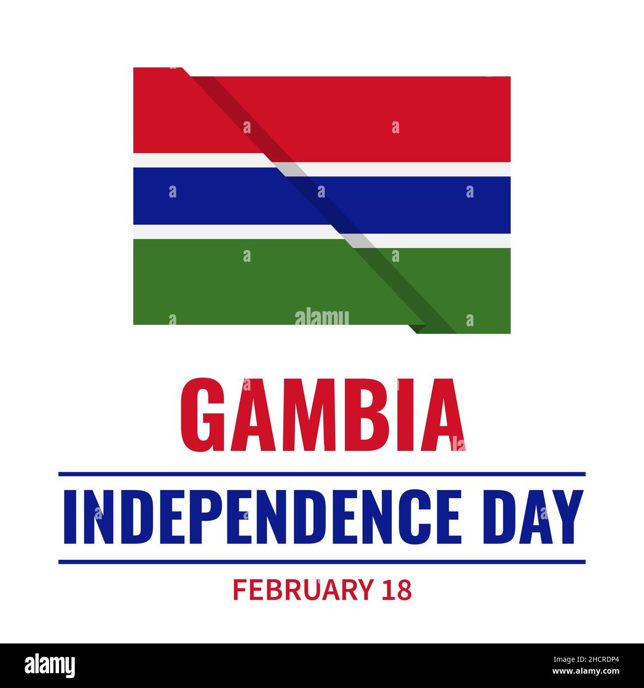 Banner zum Unabhängigkeitstag von Gambia. Nationalfeiertag am 18. Februar. Vektor-Vorlage für Typografie Poster, Grußkarte, Flyer, etc. Stock Vektor