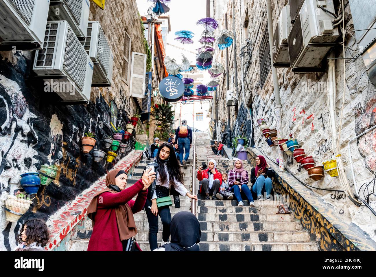 Bunte Street Art, Innenstadt Von Amman, Amman, Jordanien. Stockfoto
