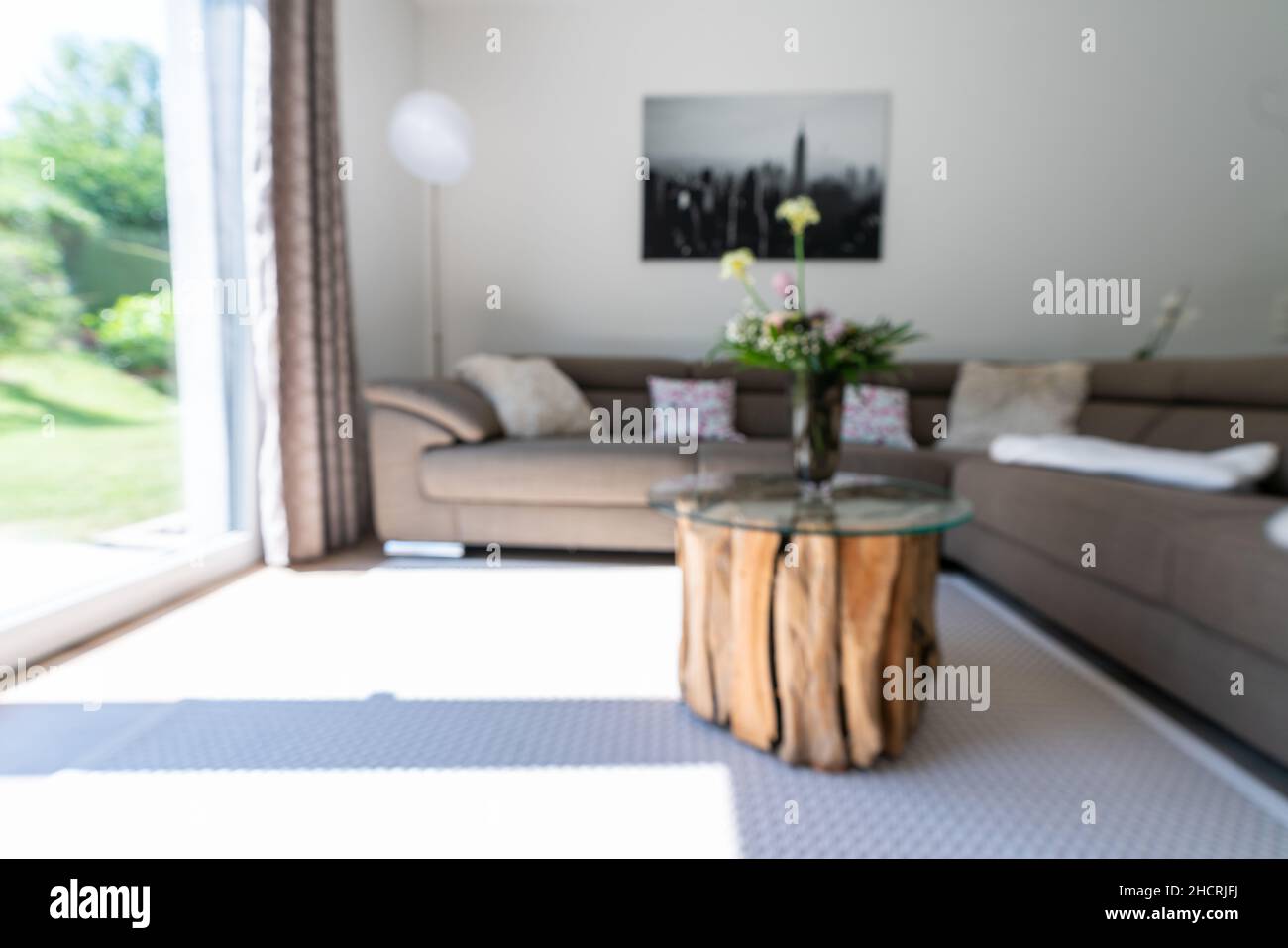 Abstrakt verwackelte Wohnzimmerinnenausstattung für Hintergrund Stockfoto