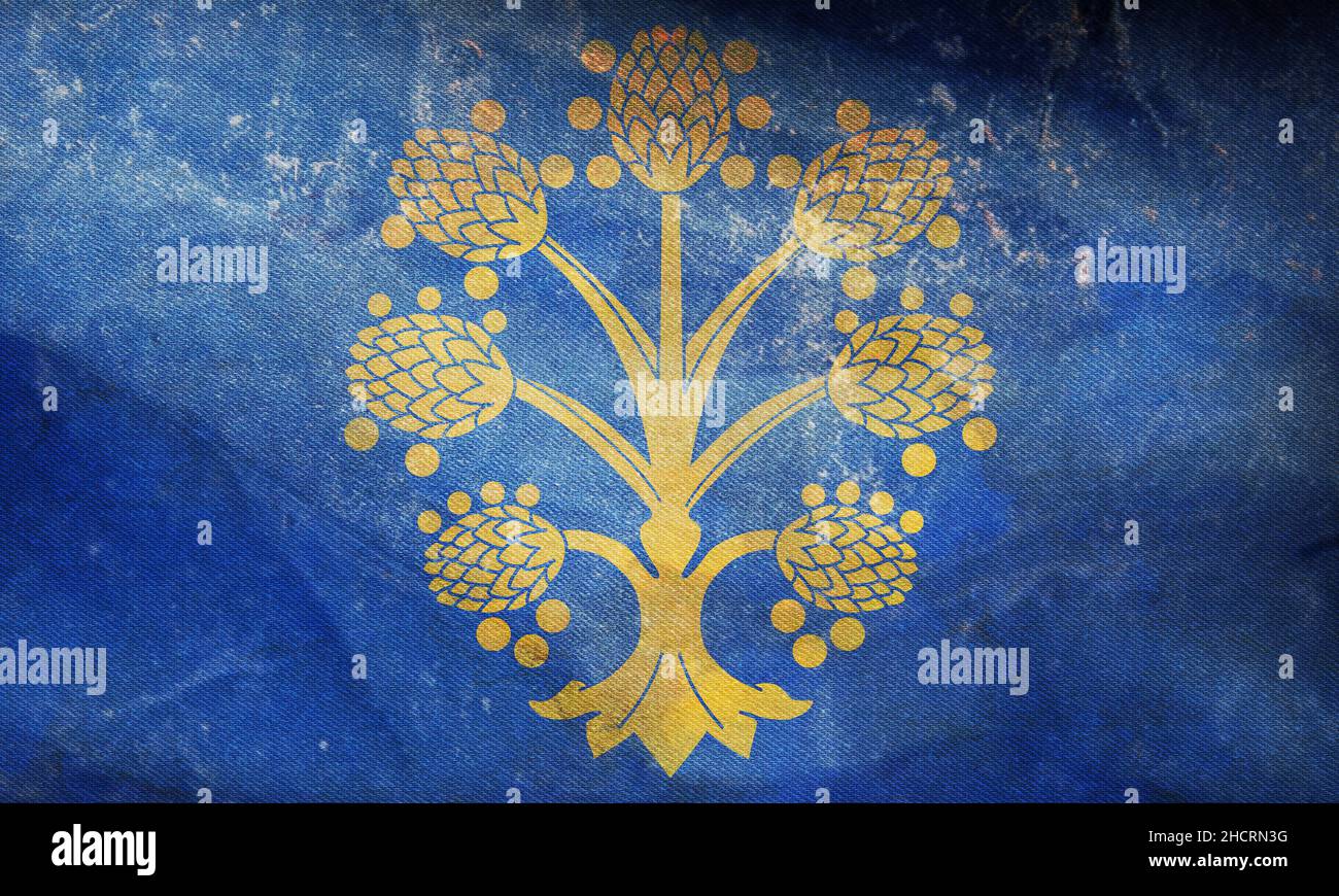 Draufsicht auf Appleby in Westmorland Stadt, UK Retro Flagge mit Grunge Textur. vereinigtes Königreich Großbritannien, England. Kein Fahnenmast. Ebenenlayout, desi Stockfoto