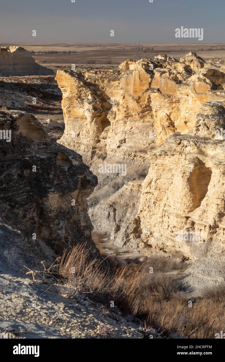 Oakley, Kansas - der Little Jerusalem Badlands State Park bewahrt die größte Niobrara-Kreideformation in Kansas. Der Park ist ein Gemeinschaftsprojekt der Nat Stockfoto