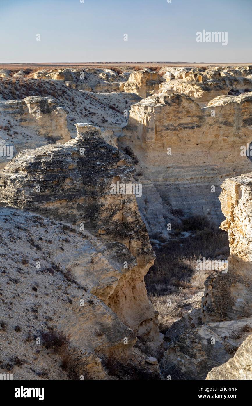 Oakley, Kansas - der Little Jerusalem Badlands State Park bewahrt die größte Niobrara-Kreideformation in Kansas. Der Park ist ein Gemeinschaftsprojekt der Nat Stockfoto