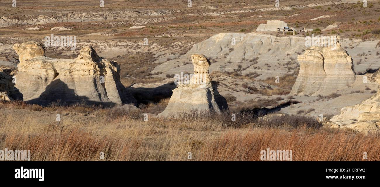 Oakley, Kansas - der Little Jerusalem Badlands State Park bewahrt die größte Niobrara-Kreideformation in Kansas. Der Park ist ein Gemeinschaftsprojekt der Nat Stockfoto