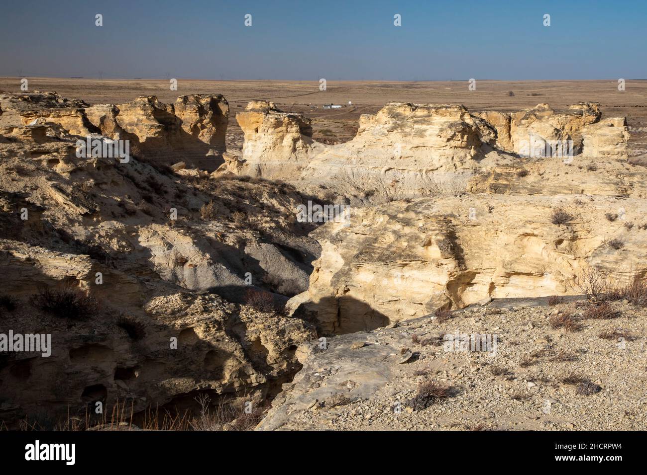Oakley, Kansas - der Little Jerusalem Badlands State Park bewahrt die größte Niobrara-Kreideformation in Kansas. Der Park ist ein Gemeinschaftsprojekt der Nat Stockfoto