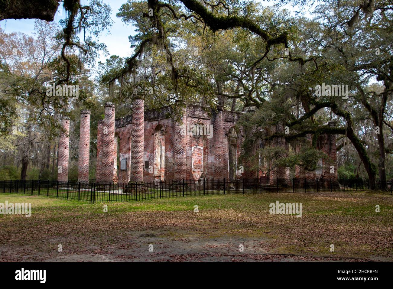 Die Ruinen der Old Sheldon Church sind eine historische Stätte im Beaufort County, South Carolina Stockfoto