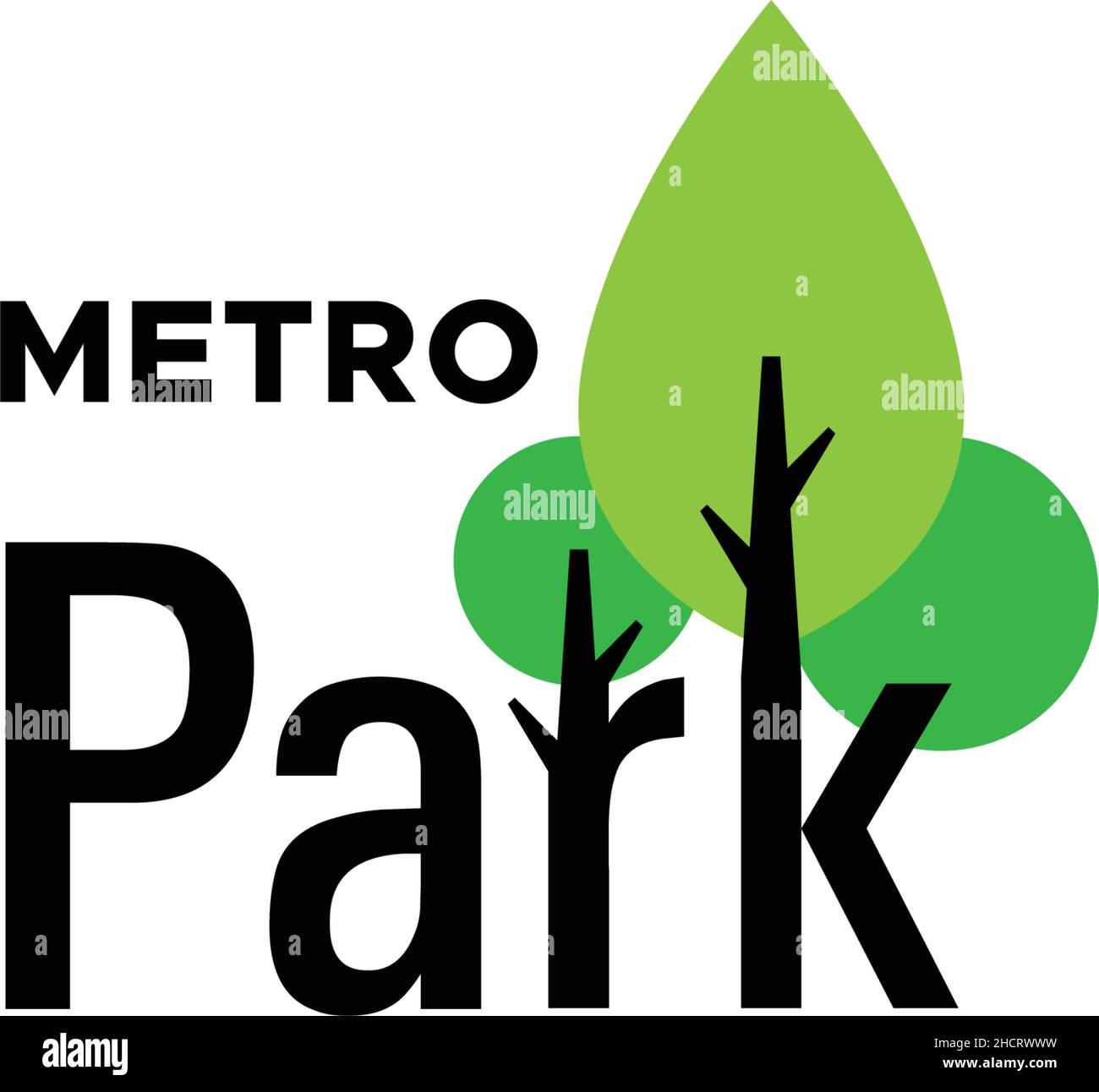 Modernes, flaches, schlichtes Design MIT METRO PARK Logo Stock Vektor