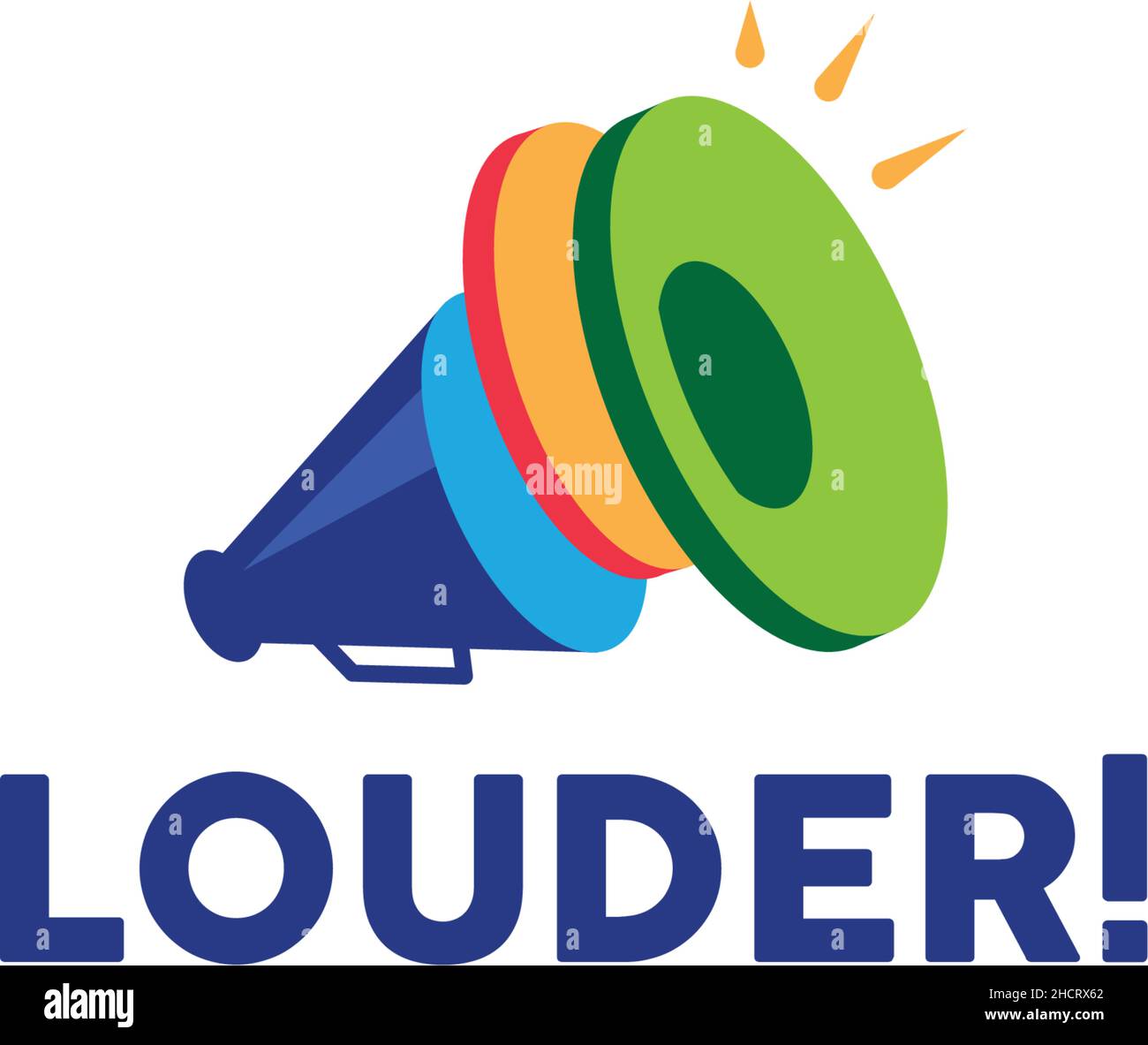 Modernes, farbenfrohes Design MIT LAUTER Stimme und Logo Stock Vektor