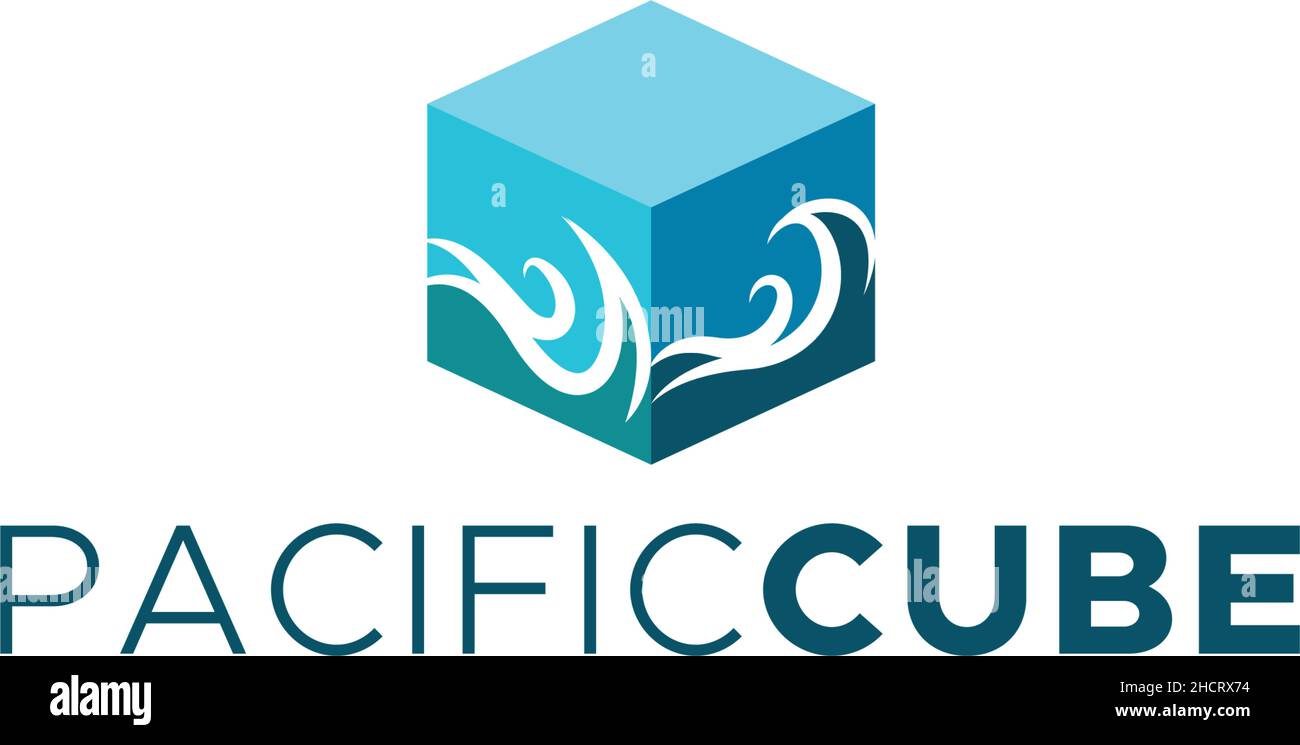 Moderne flache Formen PACIFIC CUBE Box Logo-Design Stock Vektor
