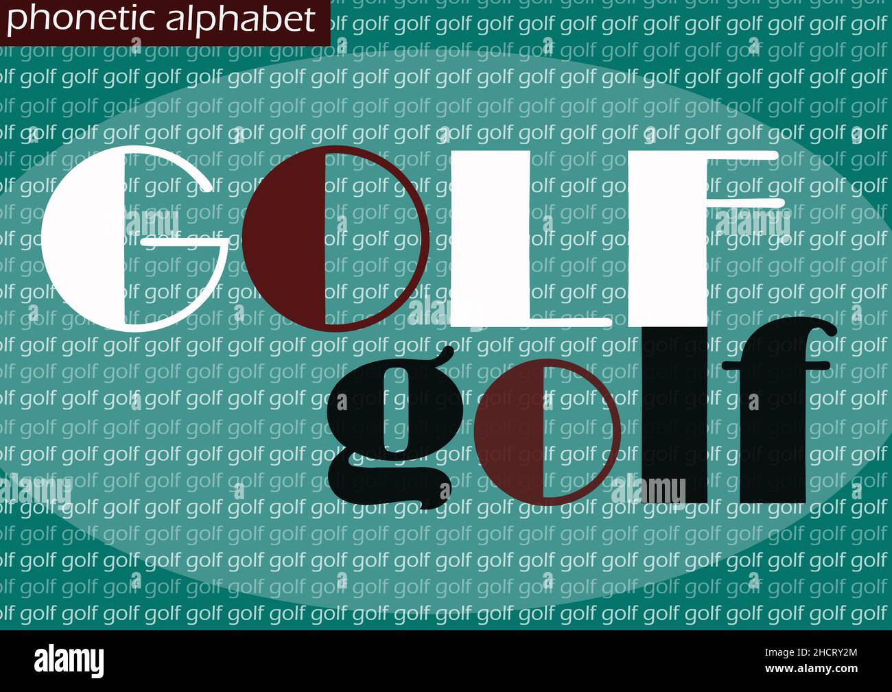 G (Golf) Tapete Hintergrund phonetische Alphabet Design für die Dekoration Stockfoto