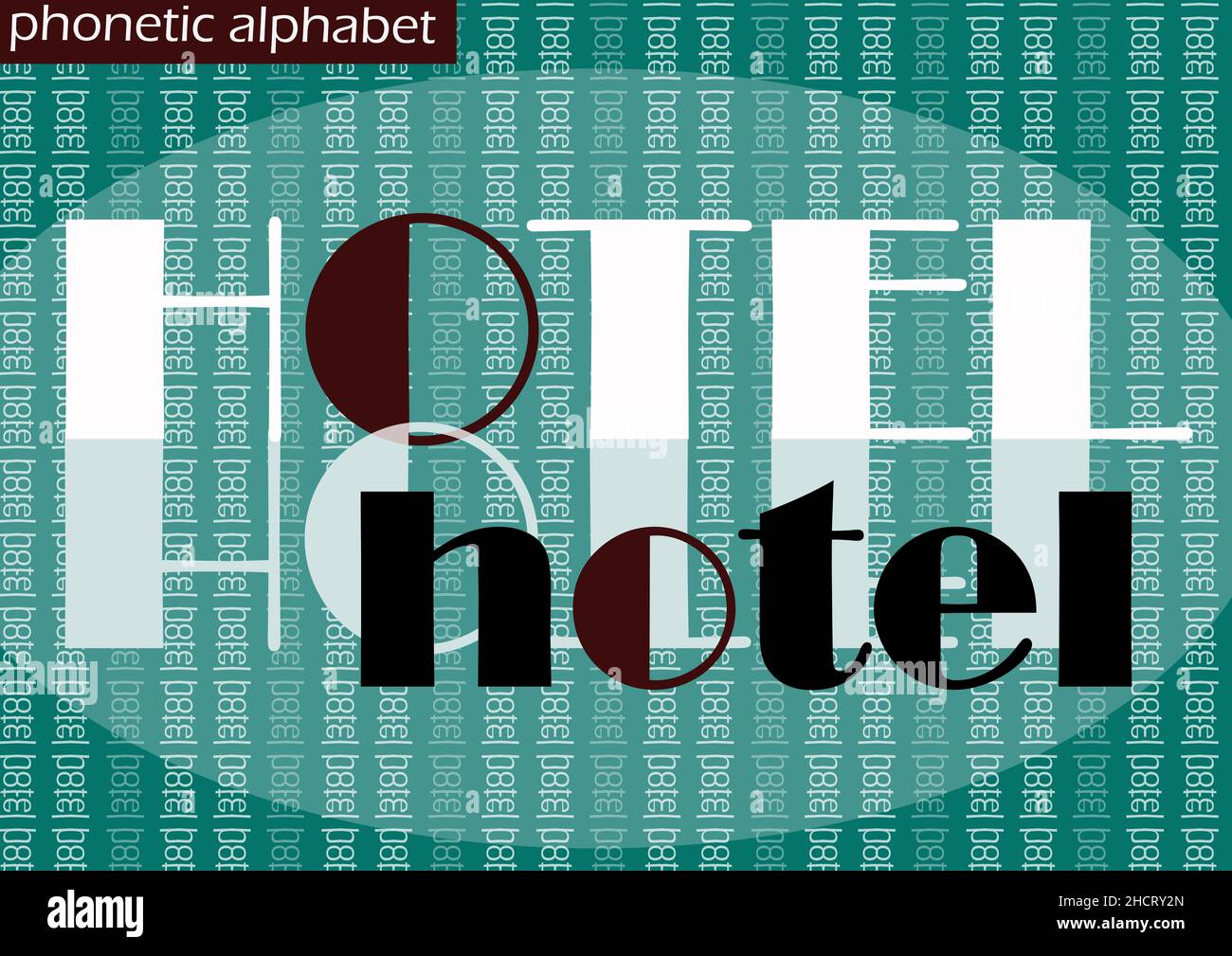 H (Hotel) Tapete Hintergrund phonetische Alphabet Design zur Dekoration Stockfoto
