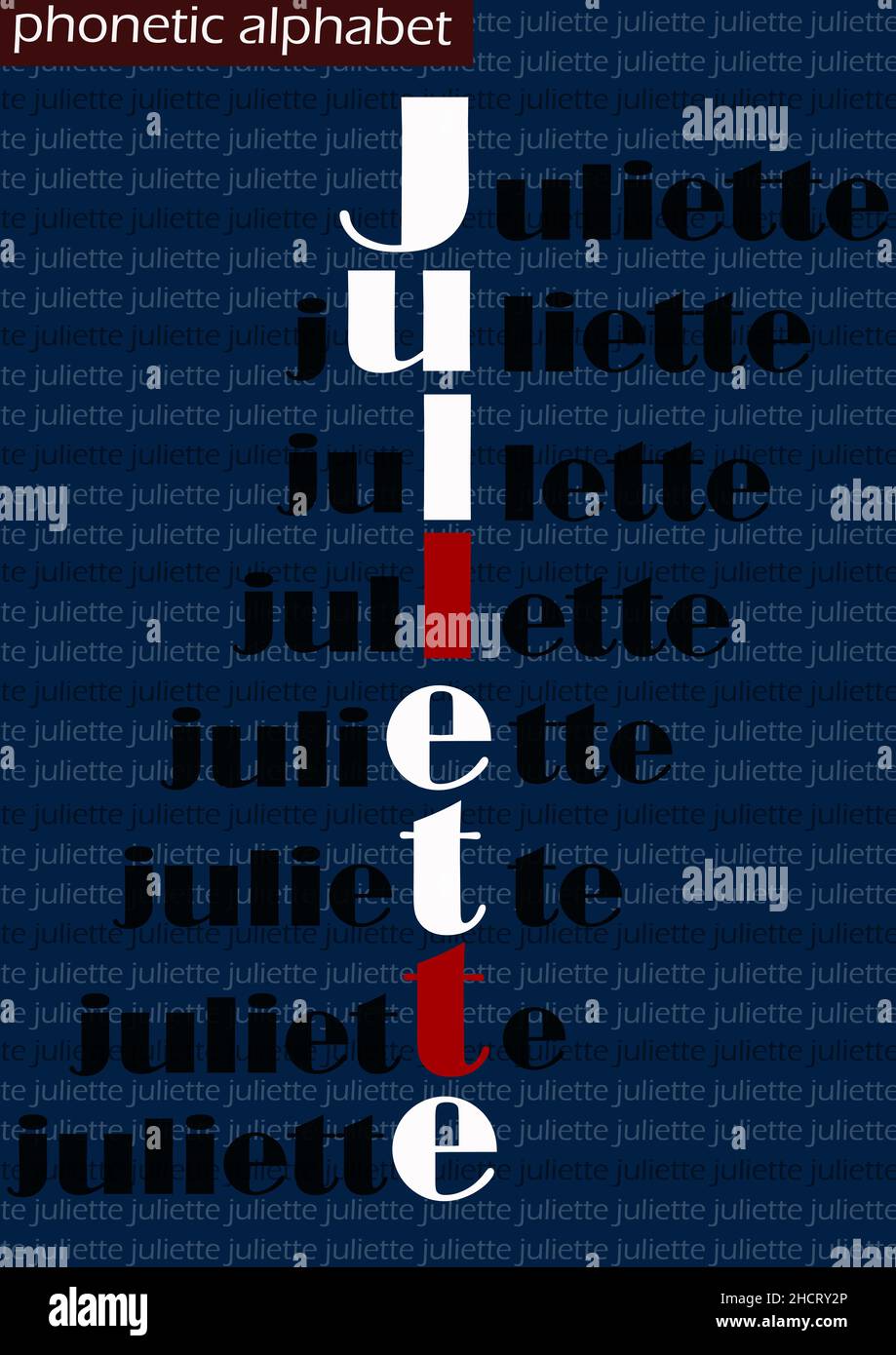 J (juliette) Tapete Hintergrund phonetische Alphabet Design für die Dekoration Stockfoto