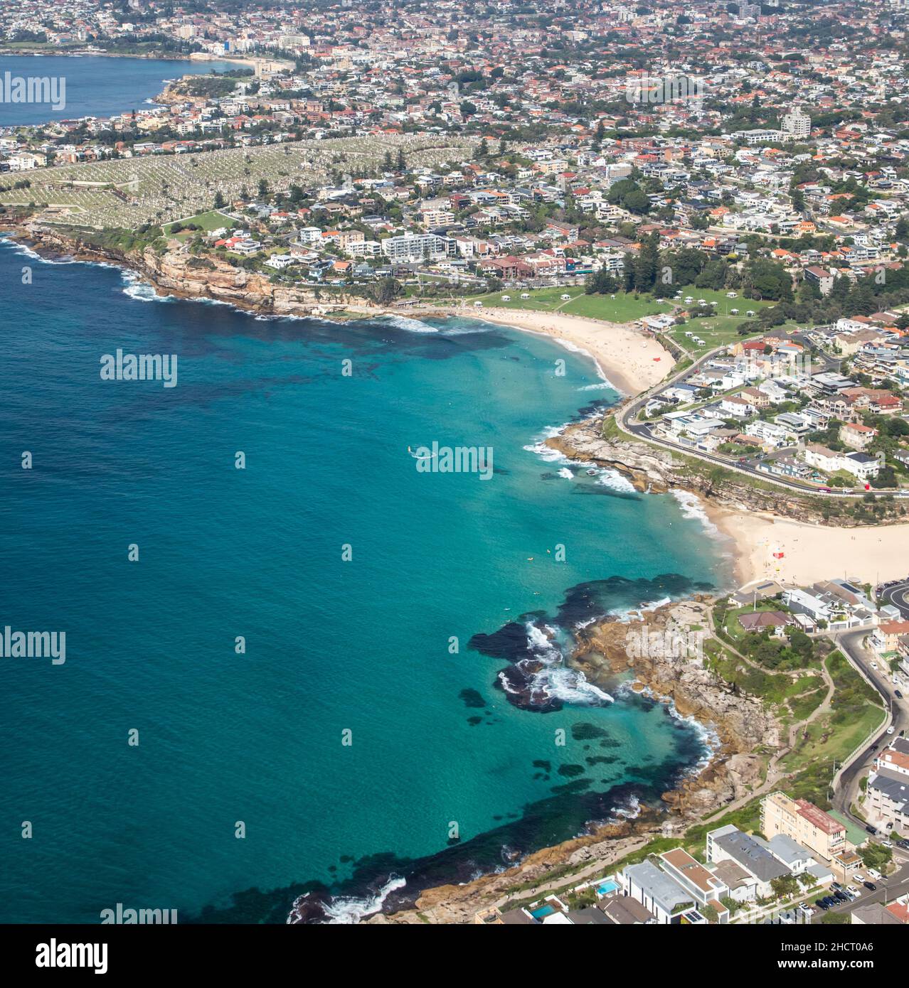Die Strände Bronte und Tamarama sind zwei beliebte Strände in den begehrten östlichen Vororten von Sydney, NSW Australia Stockfoto