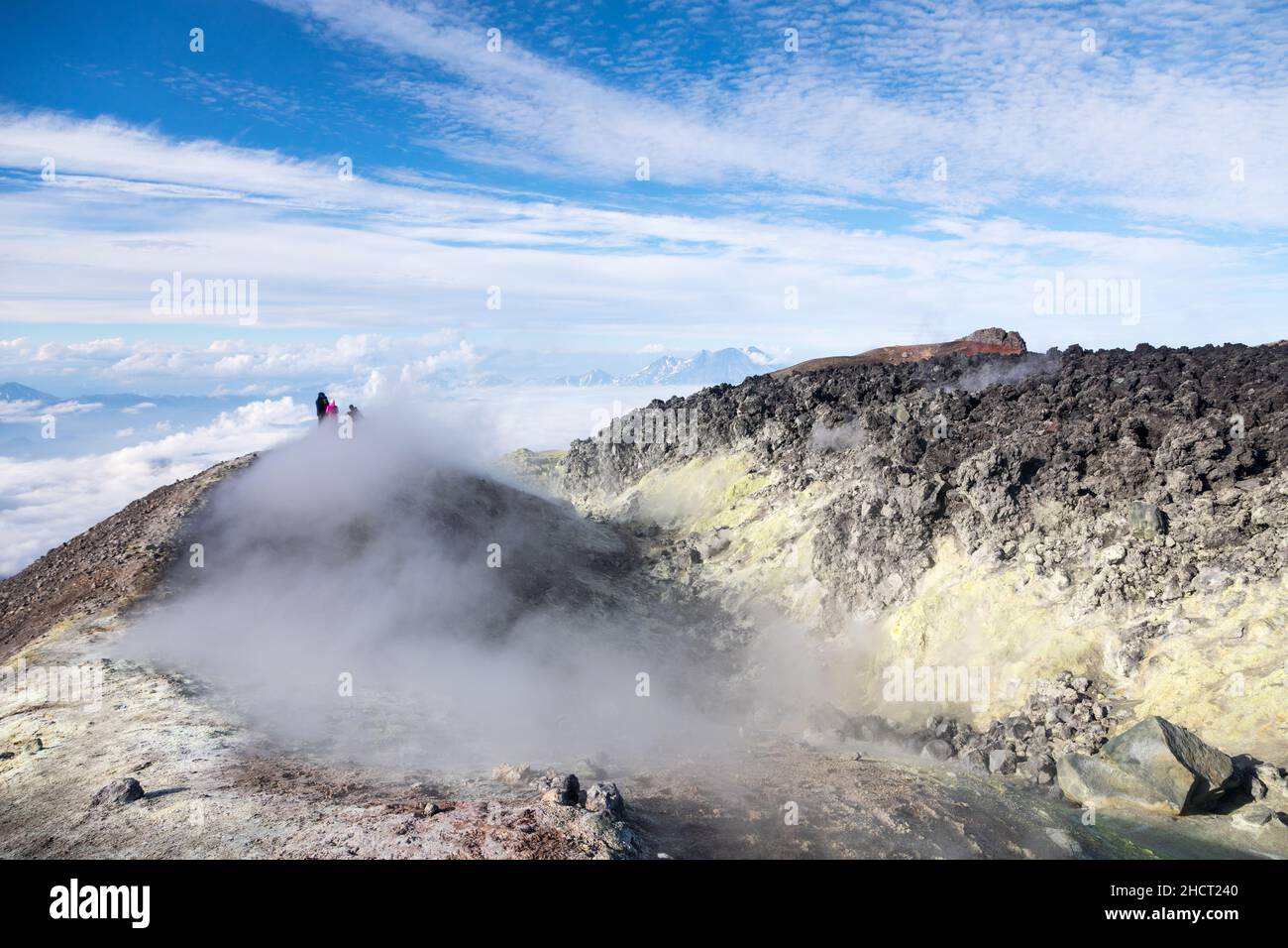 Avatschinski Vulkan, Kamtschatka Halbinsel, Russland. Ein aktiver Vulkan, nördlich der Stadt Petropavlovsk-Kamtschatsky, in der Durchflutung der Stockfoto