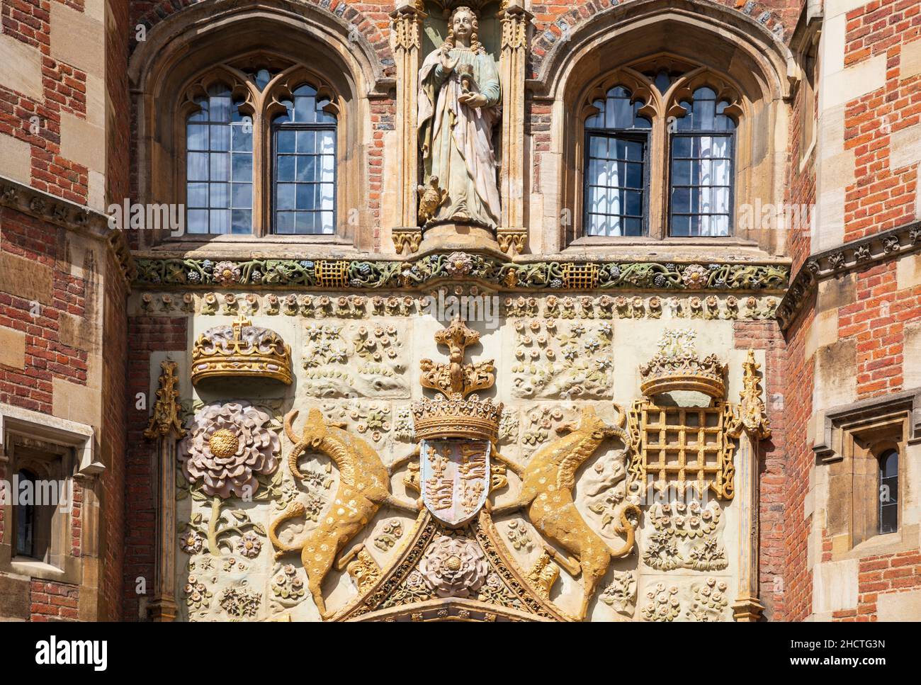 St. John's College Gate (Detail), Cambridge, England. Stockfoto