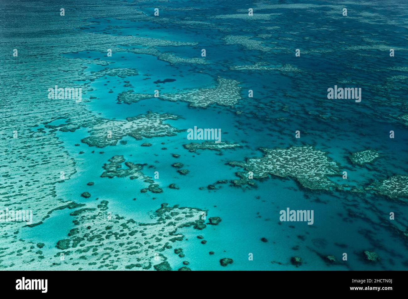 Luftaufnahme des zum Weltnaturerbe zählenden Great Barrier Reef. Stockfoto