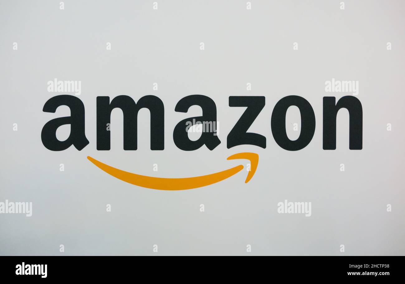 Amazon-Logo. Amazon Inc. Ist ein amerikanisches E-Commerce-Unternehmen. Stockfoto